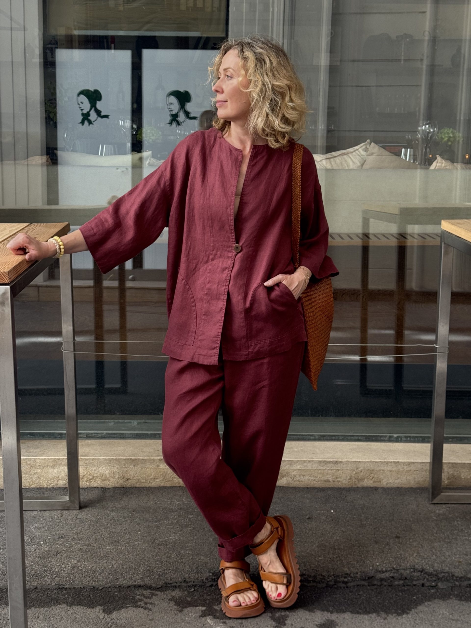 Linen One Button Jacket