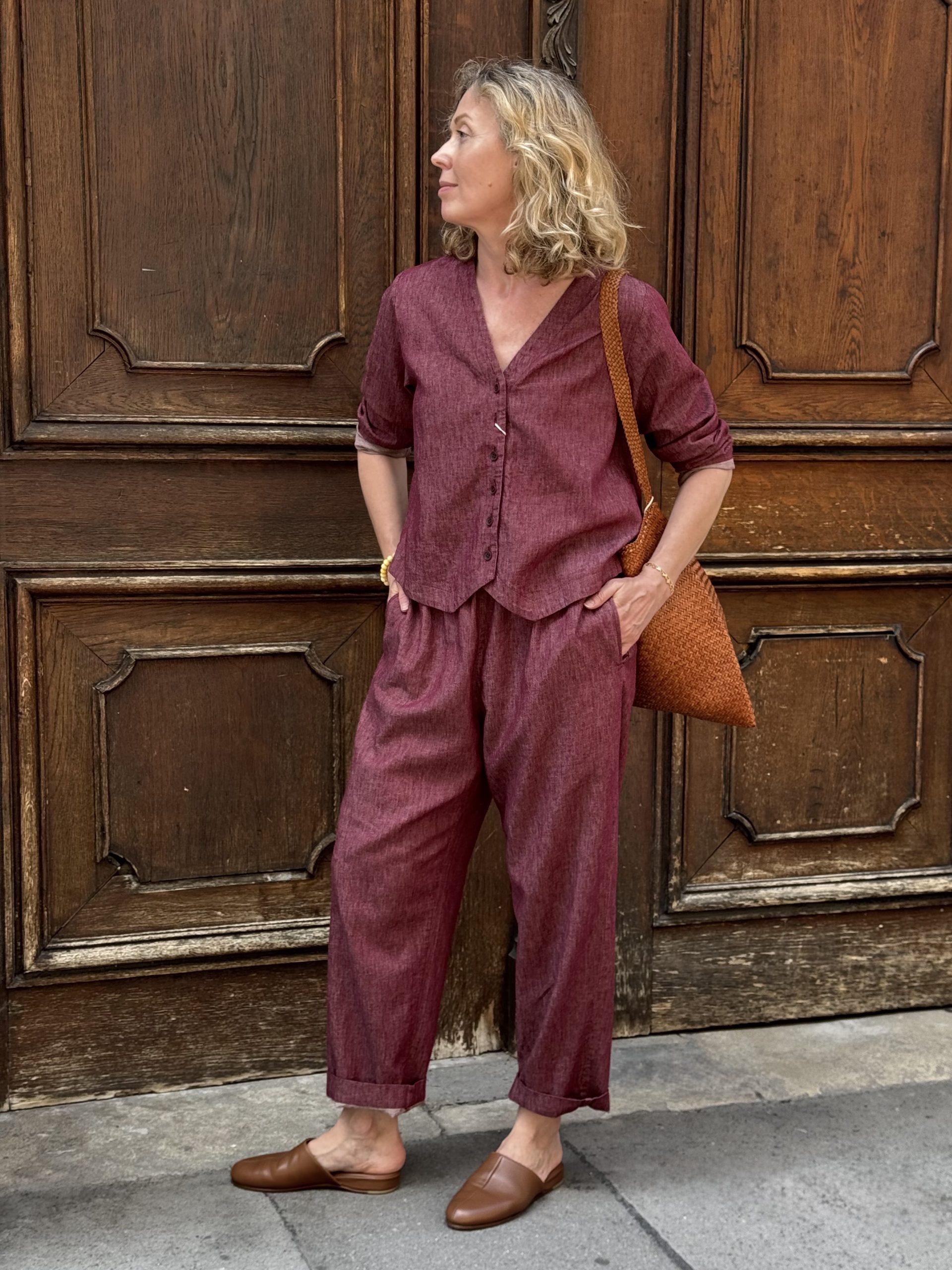 Balloon Denim Linen Pants